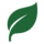 Ícone minimalista de folha verde, logotipo da marca Folhagem